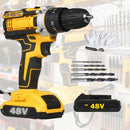 (OFERTA RELÂMPAGO) Conjunto 4 em 1: Furadeira ForceTitan 48V™ + CAIXA DE FERRAMENTAS + BRINDES