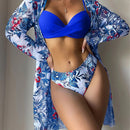 Conjunto Biquíni 3 Peças Feminino Cintura Alta Floral Ferrazi