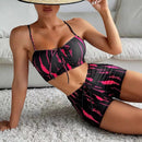 Conjunto Biquíni Feminino Cintura Alta Estilo Boxer Estampado Ferrazi