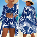 Conjunto Biquíni Feminino com Kimono Manga Longa Estampado Ferrazi