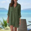 Saída de Praia Feminina Chemise Manga Longa com Bolsos Ferrazi
