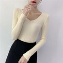 Suéter Feminino de Inverno com Decote em V Ferrazi