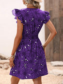 Vestido Feminino Floral Plissado com Decote em V Ferrazi