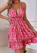 Vestido Feminino Floral de Cabresto com Decote V Ferrazi