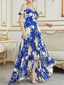 Vestido Feminino Longo Floral Elegante com Fenda Ferrazi