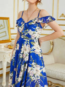 Vestido Feminino Longo Floral Elegante com Fenda Ferrazi