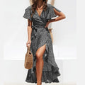 Vestido Feminino Longo de Verão Estampado com Babados Ferrazi