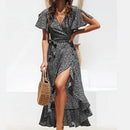 Vestido Feminino Longo de Verão Estampado com Babados Ferrazi