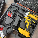 (OFERTA RELÂMPAGO) Conjunto 4 em 1: Furadeira ForceTitan 48V™ + CAIXA DE FERRAMENTAS + BRINDES